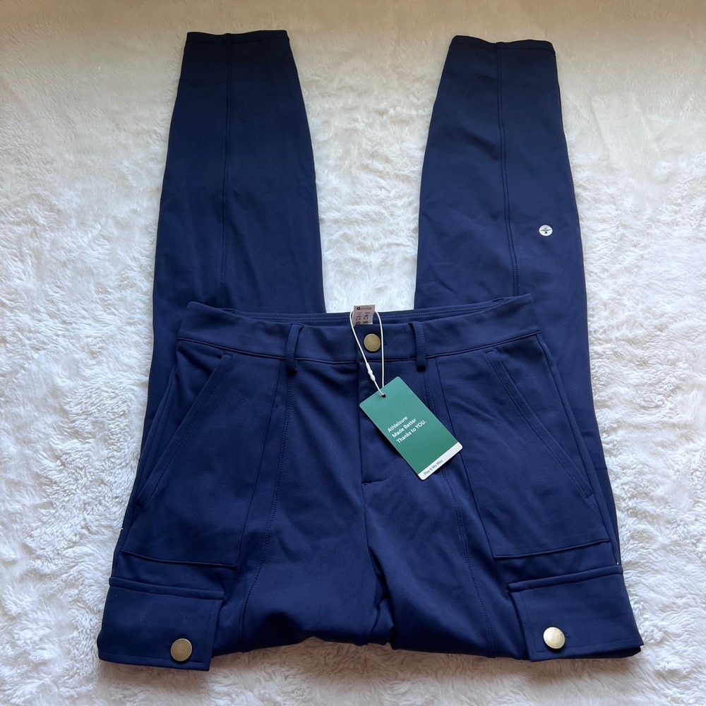 Halara Womens Navy Blue High Waisted Cargo Pintuck Athleisure Pants Small Tall